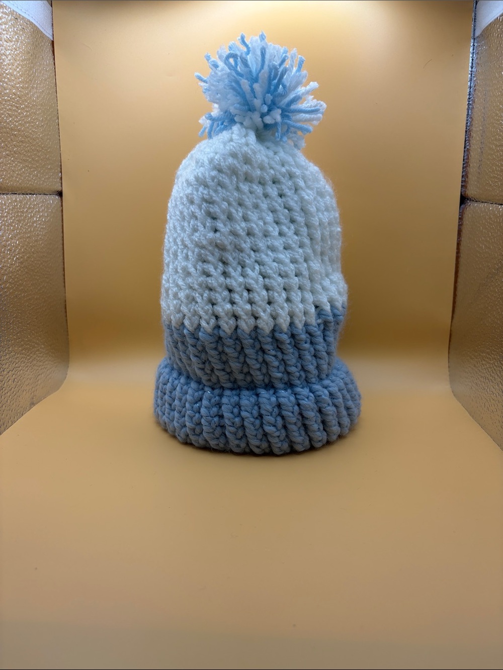 Source Unknown Baby Pom Beanie - Light Blue & White